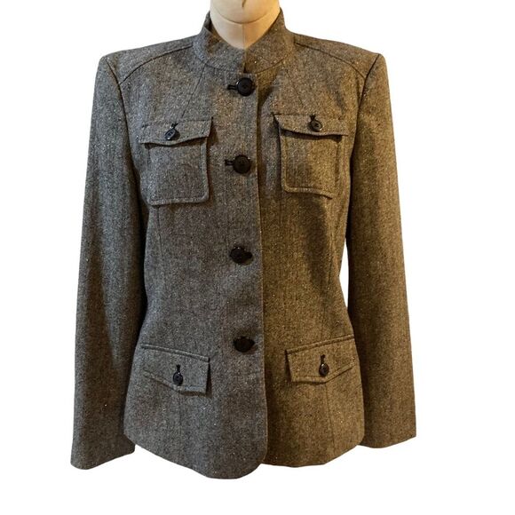 Style & Co. Jackets & Blazers - Style & Co blazer coat tweed wool blend metallic threads lined women’s size 12